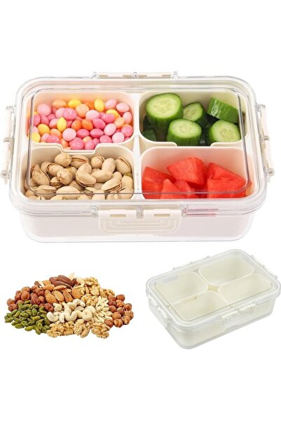 STARSTAR 4-Compartment Snack Box with Lid - Party Snack Organizer for Nuts, C...