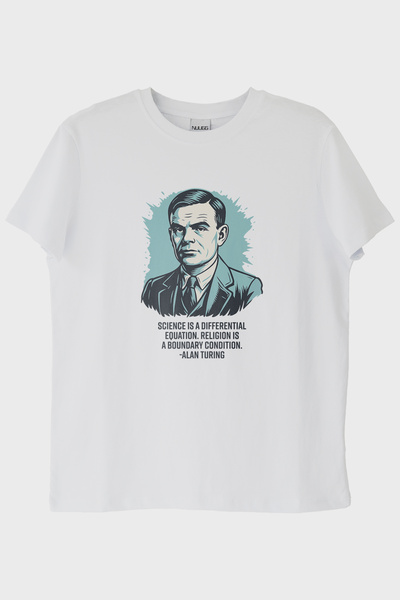 lofux Science Is a Differential Equation Alan Turing Printed White T-Shirt