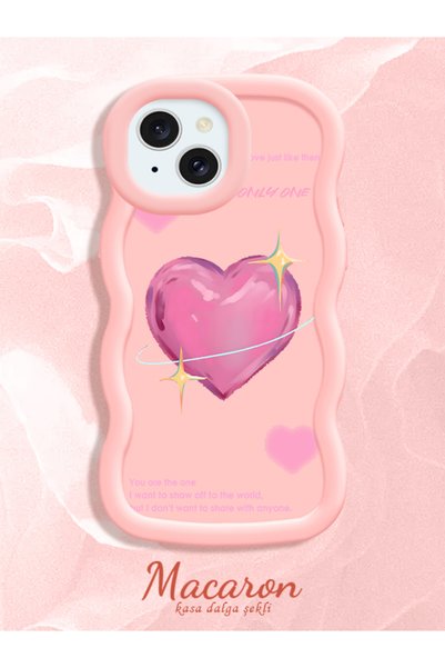 CHICASELUX iPhone 15 Plus Compatible Silicone Phone Case with Sweet Pink Hear...