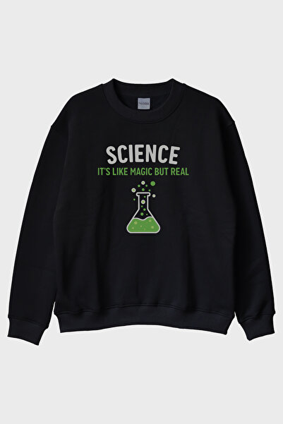 lofux Science Magic Black Crew Neck Sweatshirt
