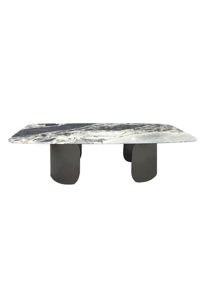 Roots Furniture طاولة طعام رخامية فاخرة (8/10/12) مقاعد