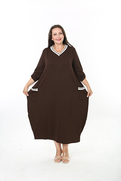 XL Modam Women's Lycra Viscose Striped Plus Size Dress