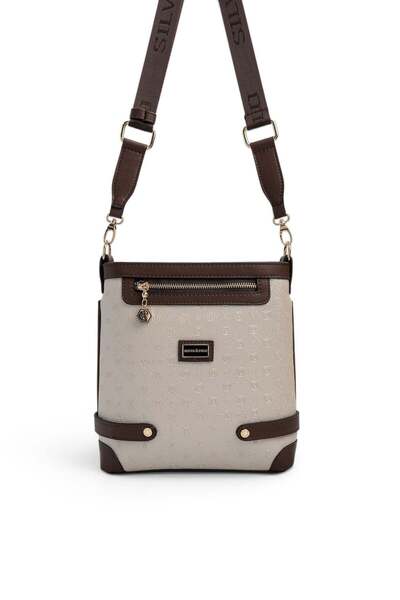Silver Polo Beige - Brown Logo Women's Crossbody Bag Sp1120