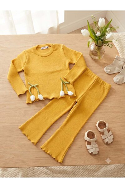 renkli diyar Girls' long sleeved top and bottom set for daycare, kindergarten...