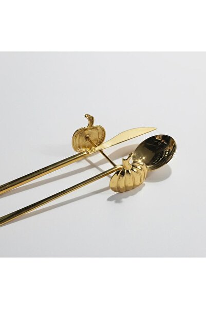 ONON Bal Kabağı Gold Design 2-Piece Fork Spoon Knife Stand |   Decorative Ris...