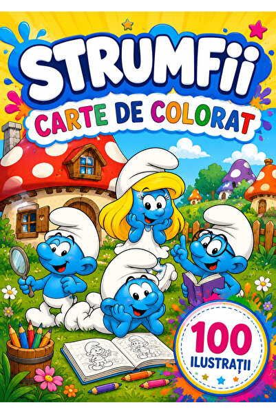 Disney Carte de colorat, 100 de ilustratii Ștrumfii , A4