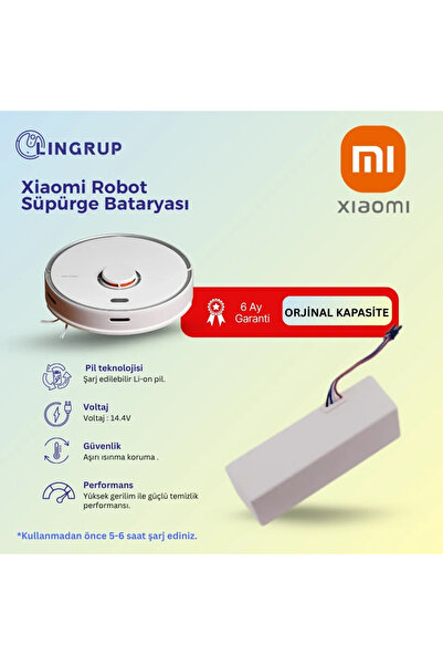 LİN GRUP Xiaomi Vacuum Mop 2 Pro (MJST1SHW) Robot Süpürge Uyumlu Batarya 5200...