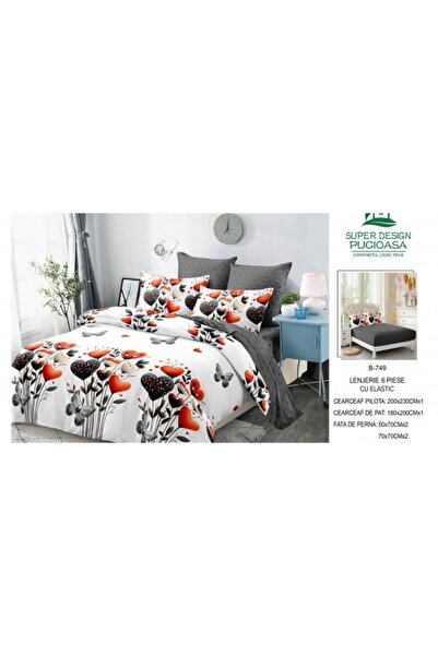 Pucioasa Set de lenjerie de pat gros Finet, 6 piese, cu cearșaf cu elastic BBA47