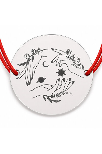 Simoshop Brățară argint 925 cu bănuț mâini mistice, șnur reglabil — cadou astral