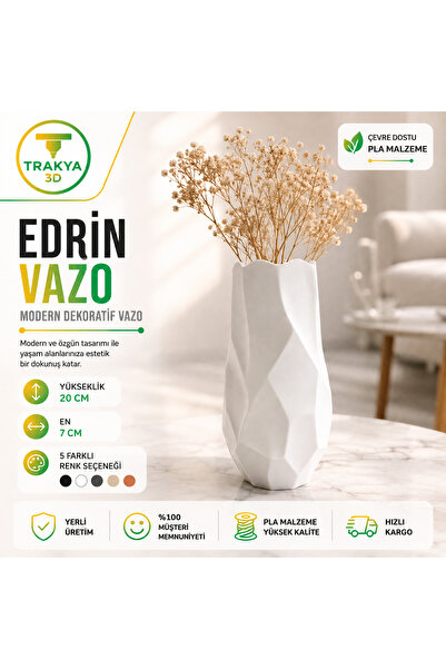 EDRİN VAZO – Modern Dekoratif 3D Baskı Vazo