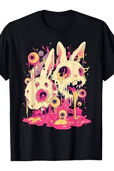 k222 Highly Favored! Eerie Bunny Rabbit Goth Horror T-Shirt S-3XL Unisex Crew...