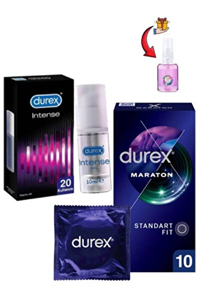 Durex Maraton 10'lu Geciktiricili Prezervatif-İntense Kadın Uyarıcı Jel 10 ml...