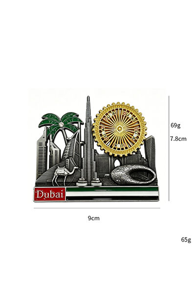 ARIANA Dubai Skyline 3D Metal Fridge Decor, Featuring Burj Khalifa, Palm Isla...