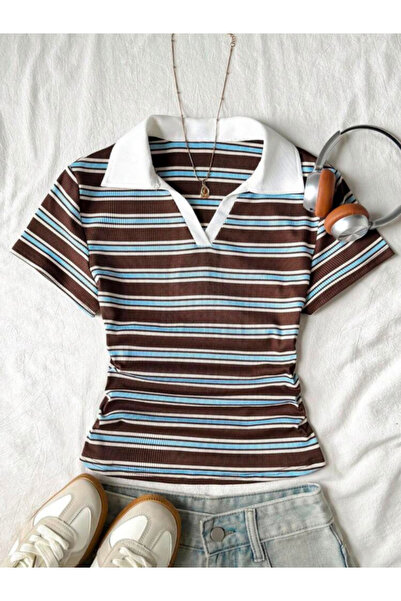 DREICH STREETWEAR ART Polo Collar Ruched Bluz