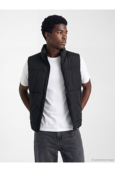 LC Waikiki Black Regular Fit Stand Collar Men's Puffer Vest