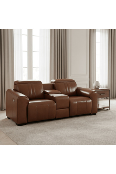 Roots Furniture Canyon Luxe Brown Leather Motion Power RAF (84cm)