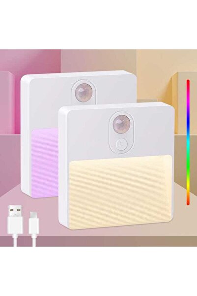 STARSTAR Two nightlights with motion sensors, RGB color-changing LED stair li...