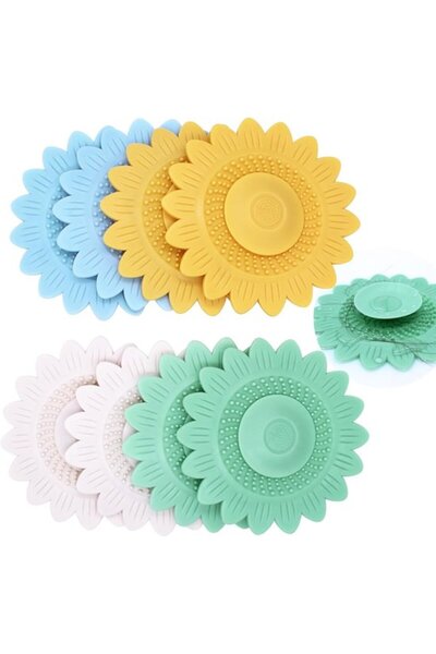 STARSTAR Universal Sink Stopper with Hair Strain - Silicone - 8 Pieces - Whit...