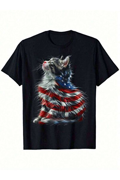 LİNA06 Memorial And Independence Day-Shirt% Cotton Round Neck-Shirt Halloween...
