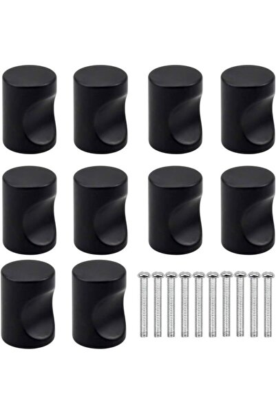 STARSTAR A set of 10 black drawer door handles with single-hole round drawer ...