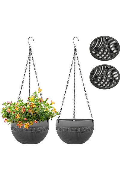 STARSTAR Two outdoor hanging flower pots with rust-proof chains, automatic wa...
