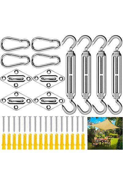 STARSTAR Shade Sail Mounting Set - 44-piece Mounting Set with Fixing Componen...