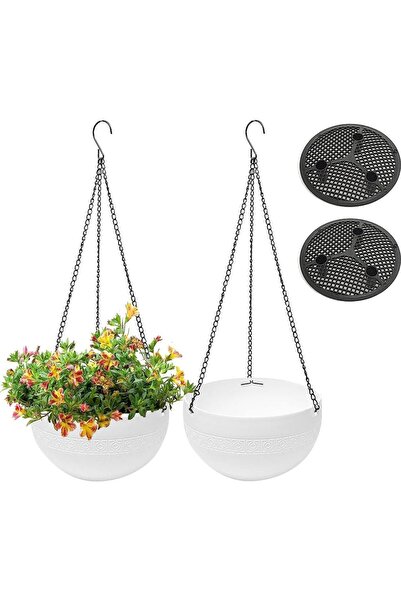 STARSTAR 2 Outdoor Hanging Flower Pots with Drainage Holes, Automatic Waterin...