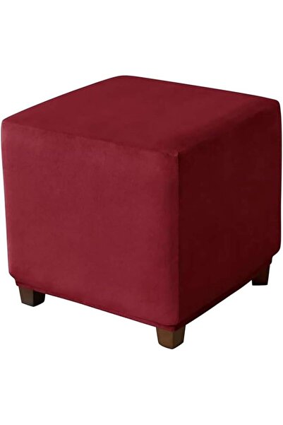 STARSTAR Velvet square footstool cover, cube footstool cover with elastic ban...