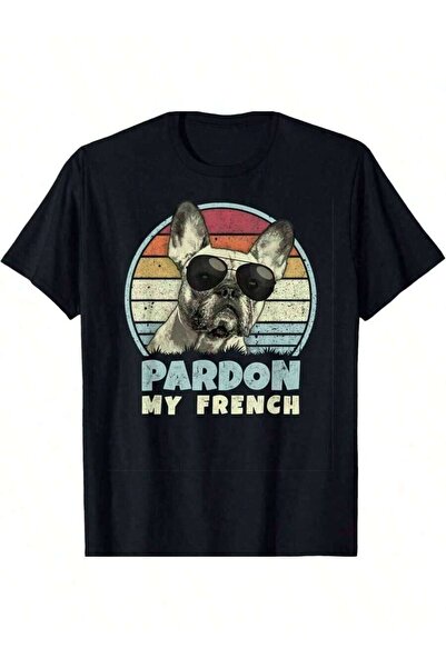 LİNA06 تي شيرت Pardon My - Retro Funny Frenchie _ French Bulldog للجنسين