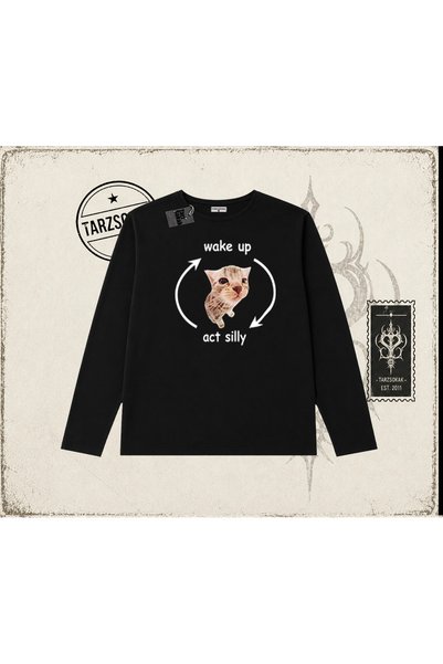 Tarzsokak Unisex Wake up Act Silly Crew Neck dugi rukav bela