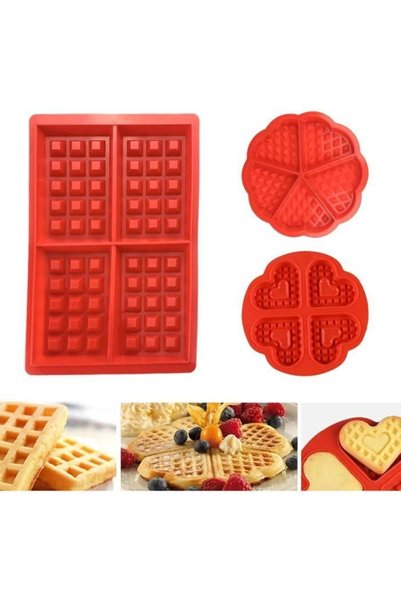 Morvena Picks Forme pentru vafe - Nedesemnificate - Set de 3 - Silicon - Roșu...