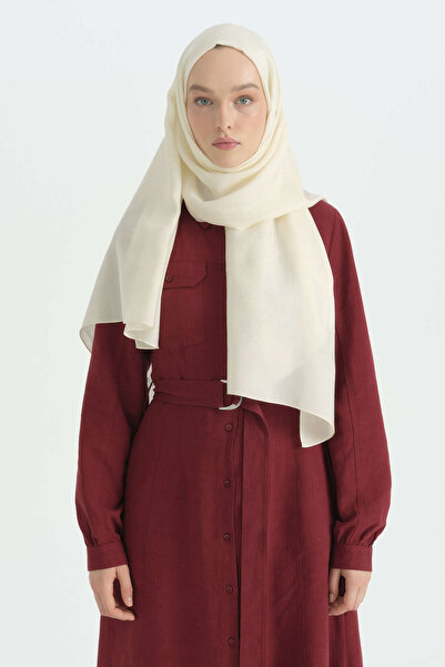 Nihan Cotton Naia Blend Natural Shawl - White