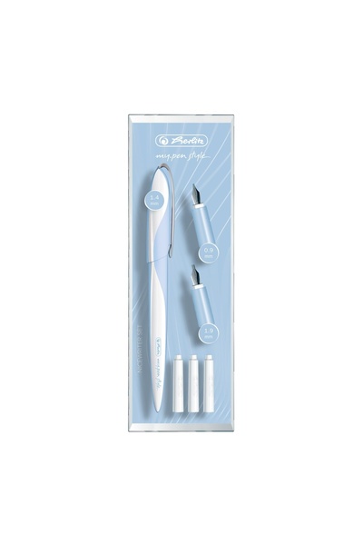Herlitz Stilou My.Pen Style caligrafie + 3 penite, albastru deschis