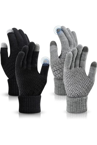 Morvena Picks Set de 2 mănuși tricotate de iarnă pentru cupluri, compatibile ...