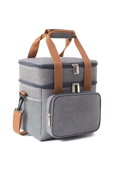STARSTAR Grey Medium Insulated Leak-Proof Lunch Bag (10.2x6.7x9.4") with 5 Po...