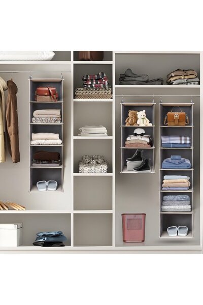STARSTAR 5-Shelf Hanging Wardrobe Organizer – Space-Saving, Cotton Hanging Sh...