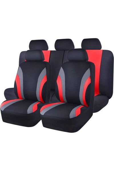 STARSTAR Universal sports fabric car seat covers - breathable 3-zip bench sty...