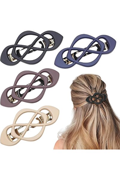 STARSTAR 4-Piece French-Style Women's Hair Clips - Vintage Multi-Color Set, L...