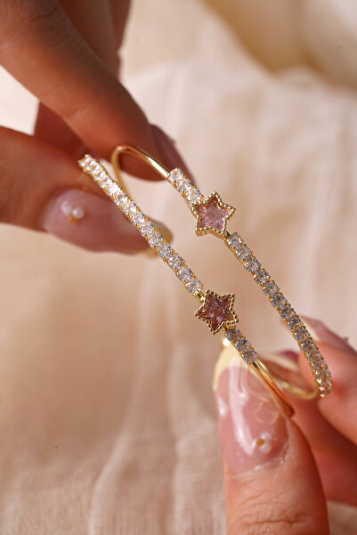 AŞIK ACCESSORIES Pink Star Figured Double-Looked Sparkling Princess (Coquette...
