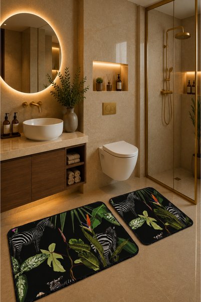 ZNG design home Bath Mat Set of 2 with Non-Slip Base and Washable 60X90 cm - ...