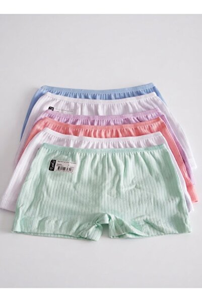 NACAR STORE Kız Çocuk 6'lı Paket Fitilli Pamuklu Boxer Şort