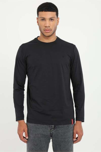 Dufy Erkek Regular Fit Bisiklet Yaka Siyah Sweatshirt
