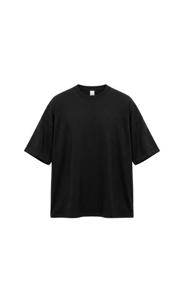 Oversize Siyah Düz T-shirt