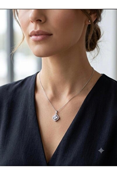 Generic Brand Necklace Square Bagette Zircon