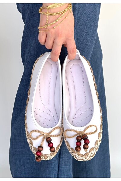 DMR Elegance Ilwe White Skin Ballerina Shoes