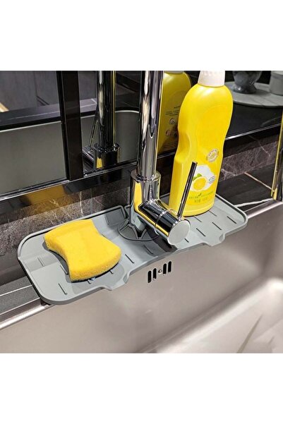 BAMI NETWORK Suport din silicon gri pentru organizare chiuveta 37x14 cm