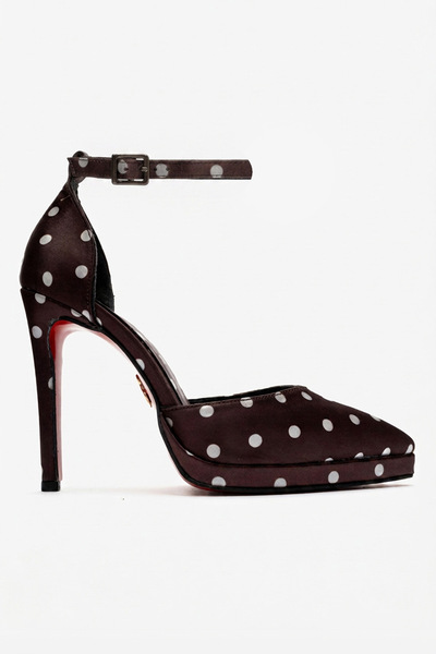 Ayakkabı Ateşi Women's Brown Polka Dot Detailed Special Design Hard Hat Point...