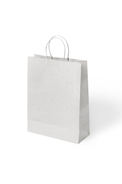 Muka Beyaz Büküm Saplı Kraft Çanta 15x20x8 cm Pakette 6 Ad