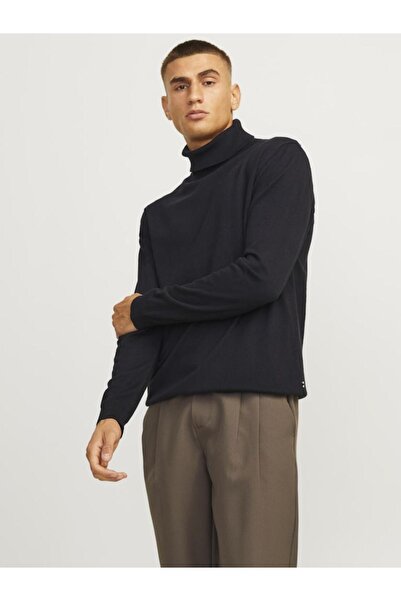 Jack & Jones Πλεκτό ζιβάγκο ανδρικό "Roll neck" μαύρo