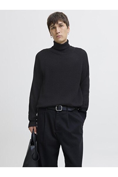 Jack & Jones Πουλόβερ ζιβάγκο ανδρικό "Pannel knit" μαύρο